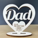 Personalised Fathers Day Gift Engraved Wood Heart Dad Birthday