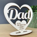 Personalised Fathers Day Gift Engraved Wood Heart Dad Birthday