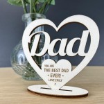 Personalised Fathers Day Gift Engraved Wood Heart Dad Birthday