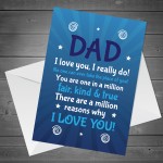 Dad Card For Birthday Fathers Day Card I LOVE YOU Card