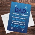 Dad Card For Birthday Fathers Day Card I LOVE YOU Card