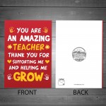 TEACHER CARD Thank You Card For Him Her Appreciation Card