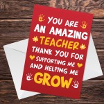 TEACHER CARD Thank You Card For Him Her Appreciation Card