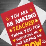 TEACHER CARD Thank You Card For Him Her Appreciation Card