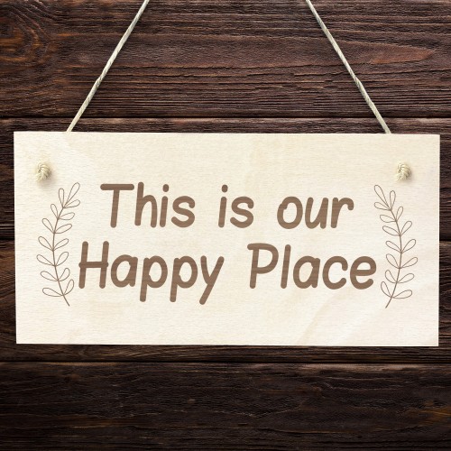 Garden Signs And Plaques Wood Sign Happy Place Sign For Shed
