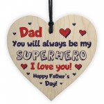 Fathers Day Gifts Wood Heart Superhero Sign Dad Gifts