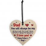 Fathers Day Gifts Wood Heart Superhero Sign Dad Gifts