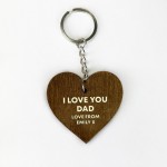 Personalised Dad Gifts Wooden Keyring Fathers Day Birthday Gift 