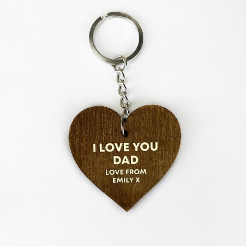 Personalised Dad Gifts Wooden Keyring Fathers Day Birthday Gift 
