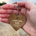 Personalised Dad Gifts Wooden Keyring Fathers Day Birthday Gift 