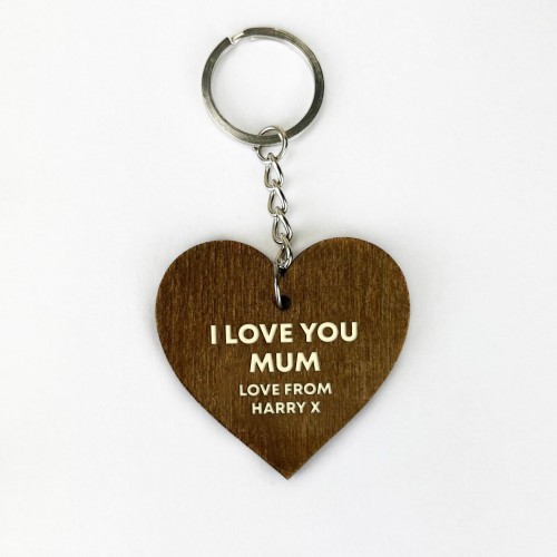 Personalised Mum Gifts Engraved Wood Keyring Birthday