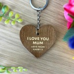 Personalised Mum Gifts Engraved Wood Keyring Birthday