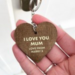 Personalised Mum Gifts Engraved Wood Keyring Birthday