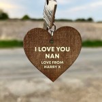 Personalised Nan Gifts Engraved Wooden Keyring Birthday Gifts