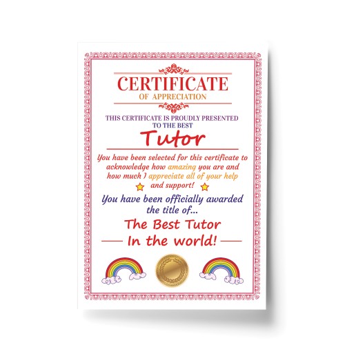Tutor Gifts Thank You Gift For Tutor Gift For Him Her A4 Print