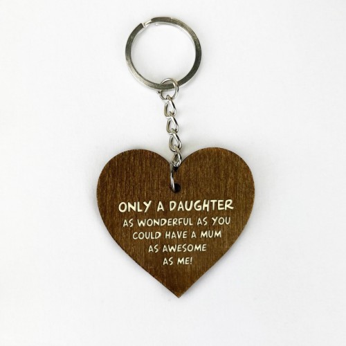 Daughter Gifts From Mum Wood Engraved Keyring Funny Birthday