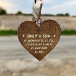 Son Gifts From Mum Novelty Wood Engraved Keyring Funny Gifts
