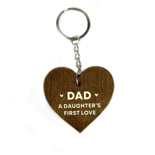 Dad Daughters First Love Gift Wood Keyring Dad Gifts