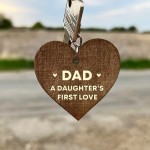 Dad Daughters First Love Gift Wood Keyring Dad Gifts