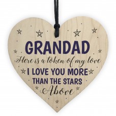 Grandad Gift From Grandchildren Wood Heart Novelty Fathers Day