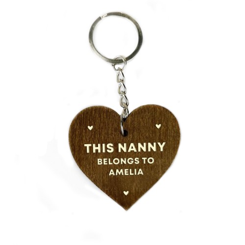 Gift For Nanny Wood Keyring Personalised Grandparent Gift