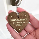 Gift For Nanny Wood Keyring Personalised Grandparent Gift