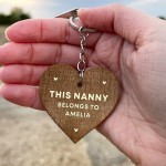 Gift For Nanny Wood Keyring Personalised Grandparent Gift
