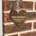 Gift For Nanny Wood Keyring Personalised Grandparent Gift