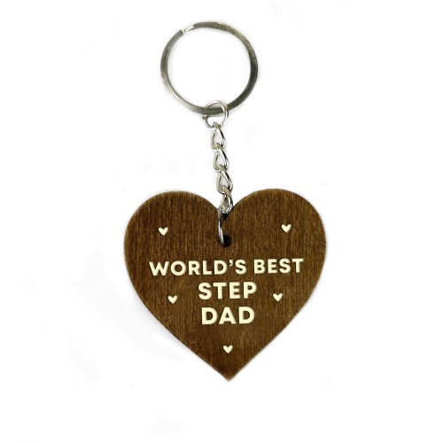 Step Dad Gifts Wooden Keyring Fathers Day Gift For Step Dad
