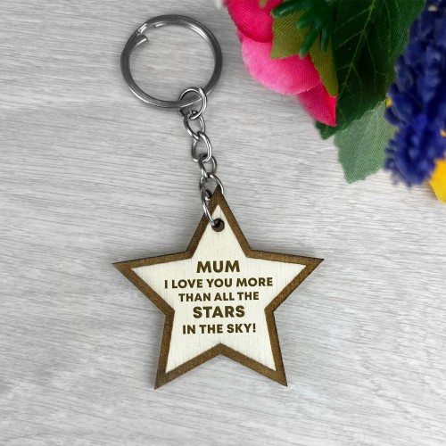 Mum Gifts For Birthday Christmas Wood Keyring Thank You Mum Gift