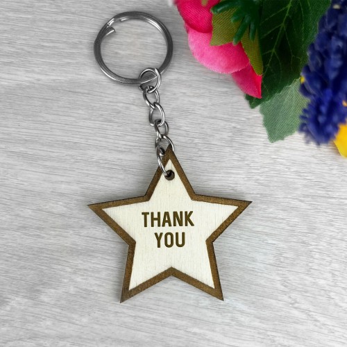 Thank You Gift For Him Her Wood Keyring Volunteer Nurse Carer