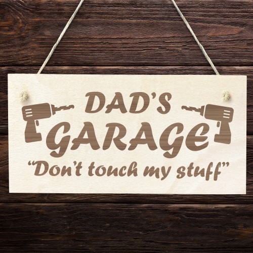 Dads Garage Sign Hanging Plaque Funny Gift For Dad Birthday