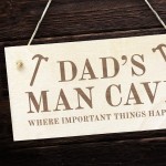 Dads Man Cave Sign Hanging Wood Plaque Gift For Dad Birthday