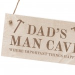 Dads Man Cave Sign Hanging Wood Plaque Gift For Dad Birthday