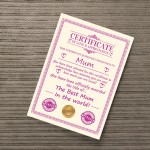 Mum Gift Birthday Christmas Gift Present Mum A4 Certificate