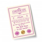 Mum Gift Birthday Christmas Gift Present Mum A4 Certificate