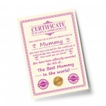 Mummy Gift Birthday Christmas Gift Present Mummy A4 Certificate