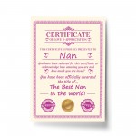 Nan Gift Birthday Christmas Gift Present Nan A4 Certificate