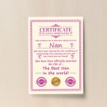 Nan Gift Birthday Christmas Gift Present Nan A4 Certificate