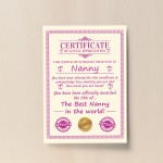 Nanny Gift Birthday Christmas Gift Present Nanny A4 Certificate