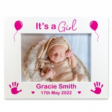 It's A Girl PERSONALISED Baby Name Photo Frame New Born Baby 
