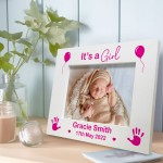 It's A Girl PERSONALISED Baby Name Photo Frame New Born Baby 