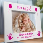 It's A Girl PERSONALISED Baby Name Photo Frame New Born Baby 