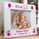 It's A Girl PERSONALISED Baby Name Photo Frame New Born Baby 