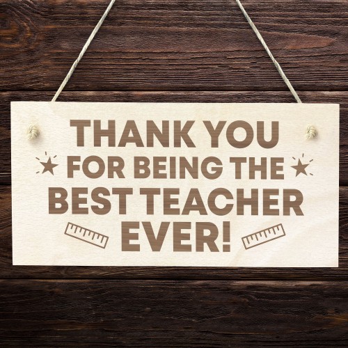 Teacher Thank You Wooden Plaque Gift End of Term Leaving School 