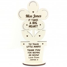 Personalised Wooden Flower Teacher Gift TA School Nursery Gift