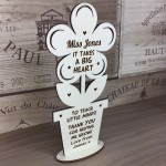 Personalised Wooden Flower Teacher Gift TA School Nursery Gift