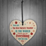  THANK YOU Gift For Nursery Teacher Wood Heart Gift For Him Her