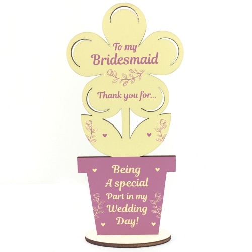 Special Bridesmaid Gift Thank You Gift For Her Wood Flower