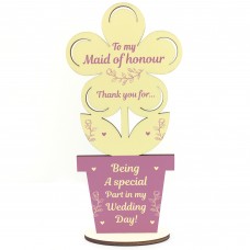 Special Maid of Honour Gift Thank You Gift For Her Wood Flower